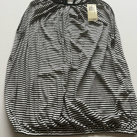 NEW Max Studio Women's Striped Halter Top Size S Crew Neck Stretch Loose Black - Picture 2 of 8